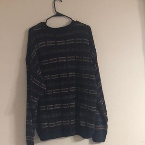 Geoffrey Beene Men Sweater size XXL colors dark blue  stripes tan and brown